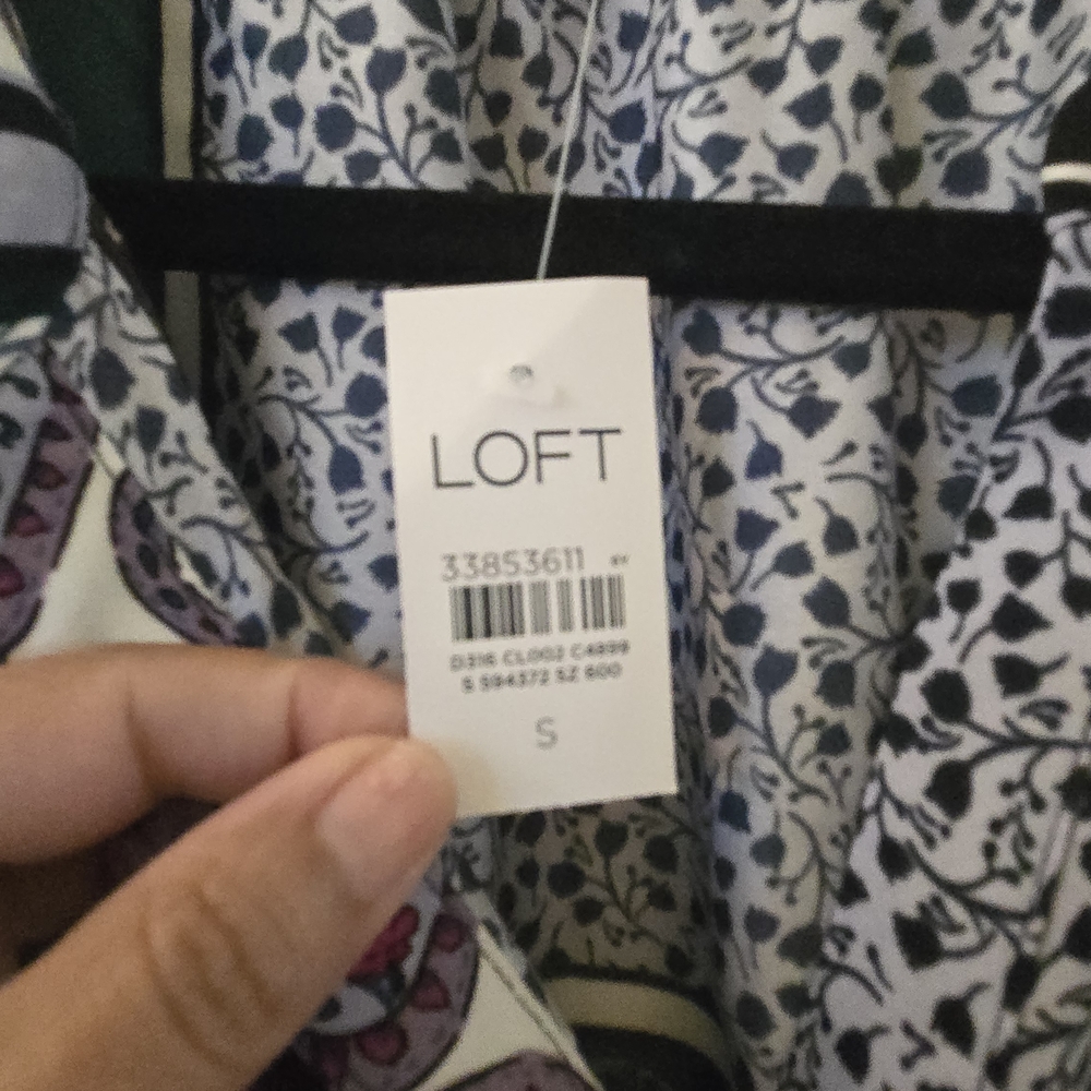 LOFT Floral Print Dress - Blue & Cream - Picture 5 of 7